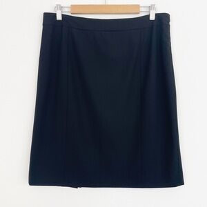 Lafayette 148 New York Black Wool Classic Career Minimalist Pencil Skirt Size 12